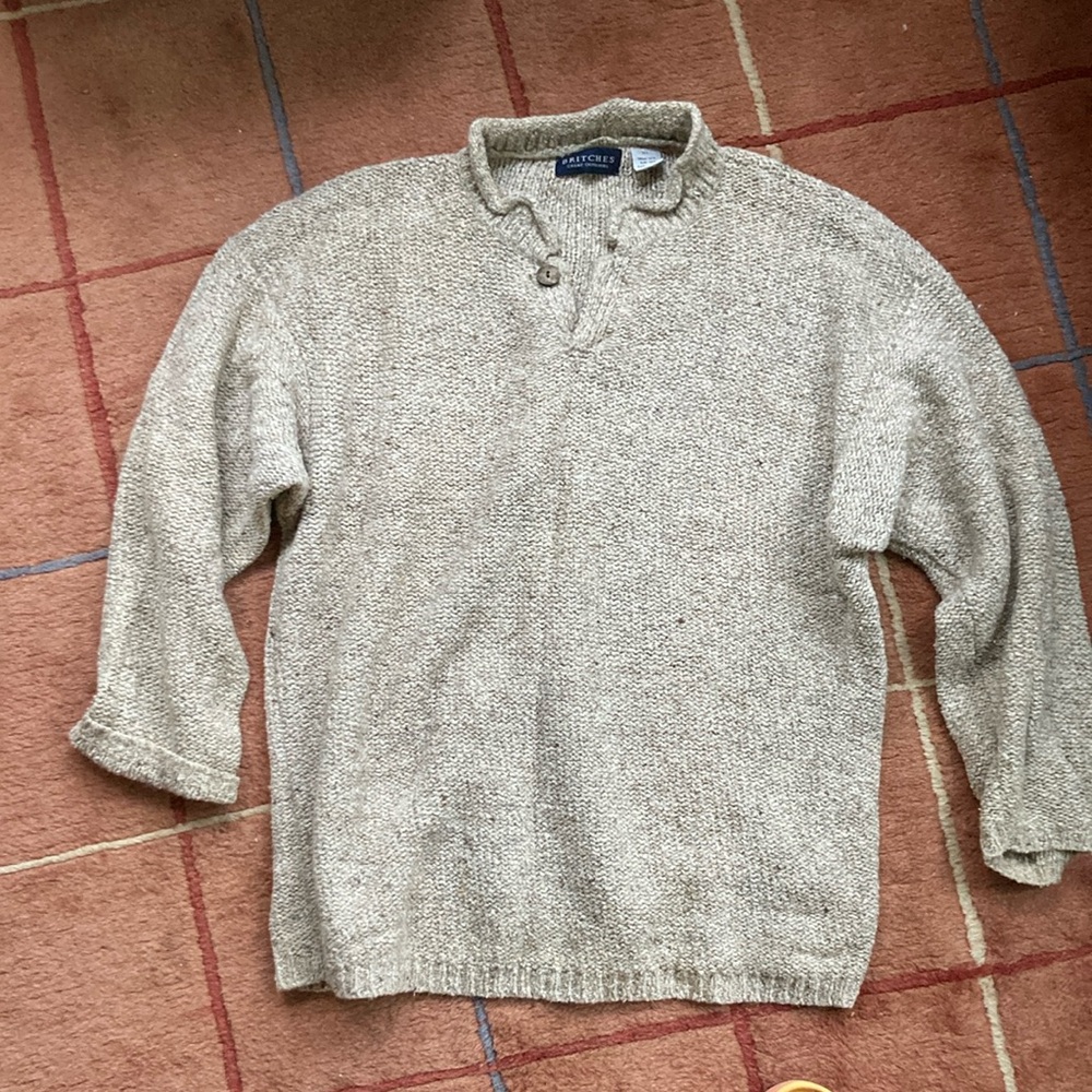 vtg 90s cozy cream oversized wool henley sweater